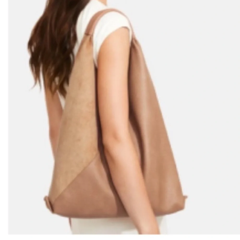 Anthropologie SHIRALEAH Two-Tone Tan VEGAN Leather Women's Bag